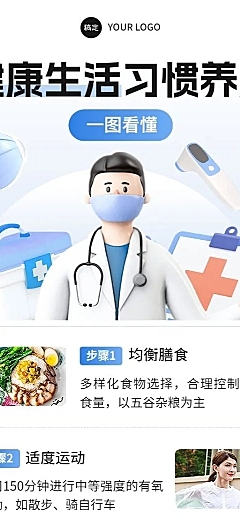 医疗保健一图看懂知识科3D普长图海报