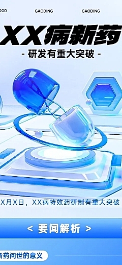 医疗保健行业资讯3D长图海报