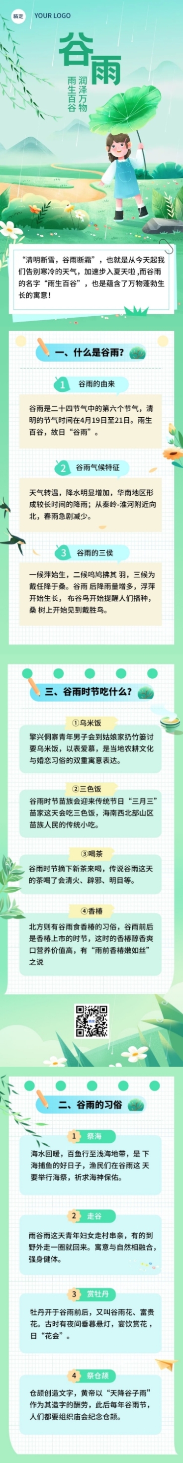 谷雨节气科普文章长图预览效果