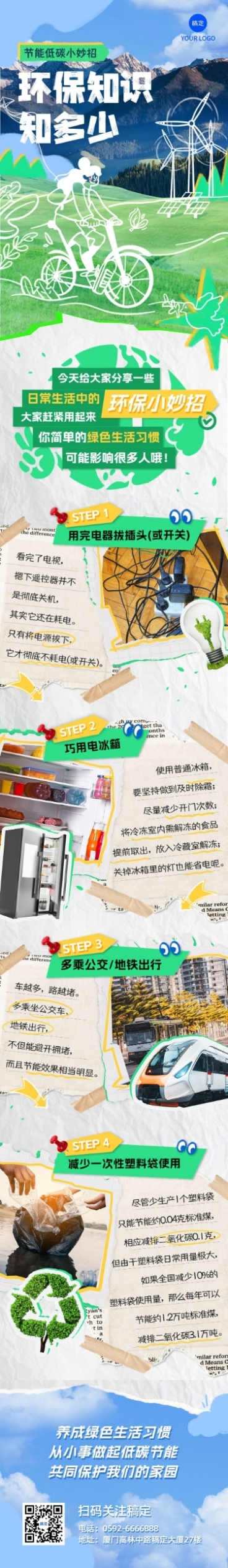 环保公益知识科普宣传文章长图预览效果