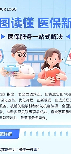 医疗保健医保政策资讯3D长图海报