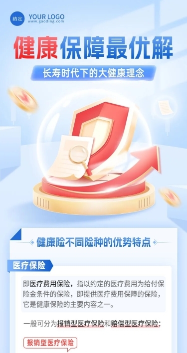 金融保险健康理念价值推广知识科普轻拟物风文章长图