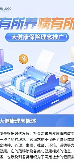 金融健康医疗保险理念推广知识科普3D长图海报