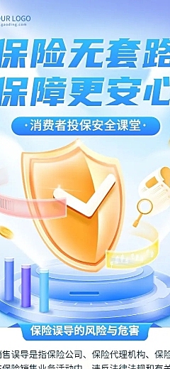 金融保险理念推广知识科普轻拟物风长图海报