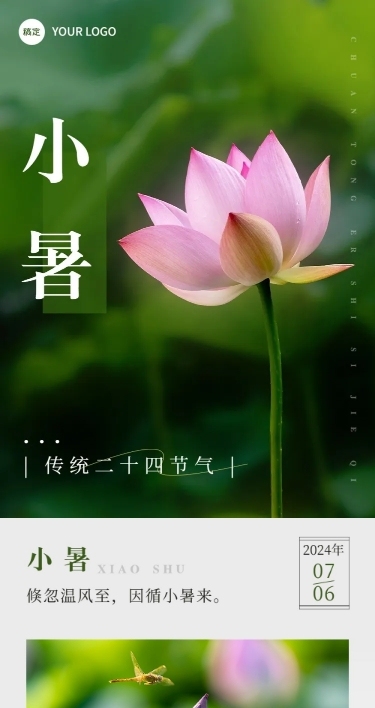 小暑节气科普实景排版文章长图