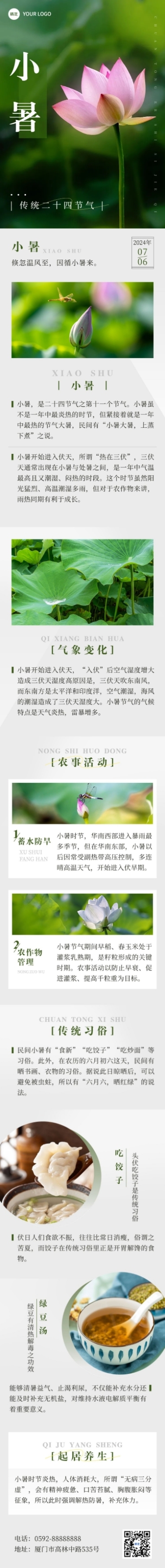 小暑节气科普实景排版文章长图预览效果