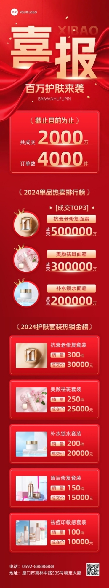 618喜报红金喜庆感文章长图预览效果