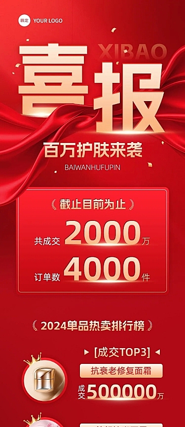 618喜报红金喜庆感文章长图