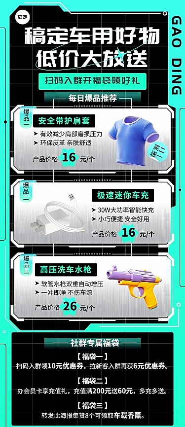 商品零售车品汽配产品营销长图海报