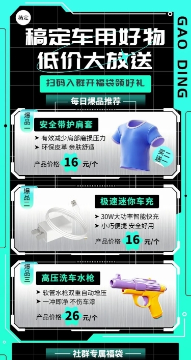 商品零售车品汽配产品营销长图海报