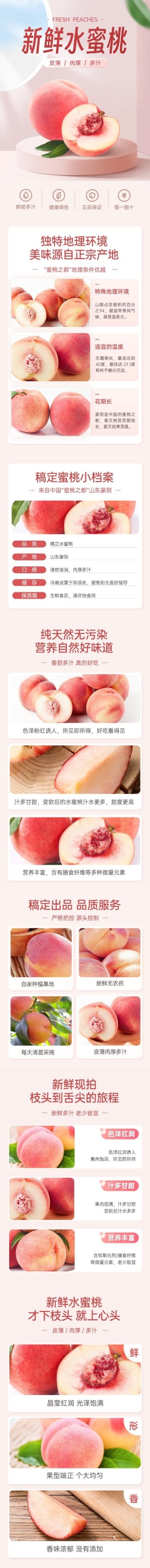 电商水果桃子产品展示营销卖货详情页预览效果