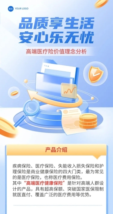 金融医疗保险理念推广知识科普轻拟物风文章长图