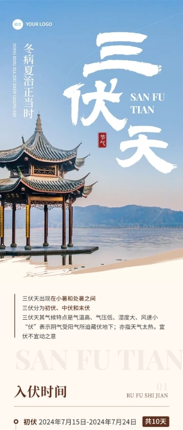三伏天知识科普实景排版文章长图