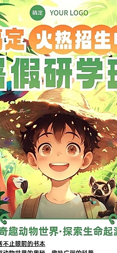 暑假夏令营暑假研学营课程招生宣传长图海报AIGC