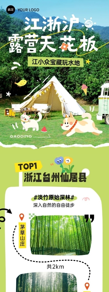夏季旅游出行宣传微信公众号长图推文