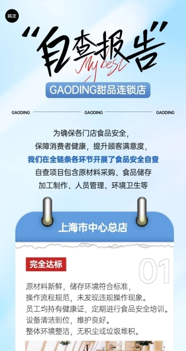 餐饮美食食品安全自查报告简约拟物风文章长图