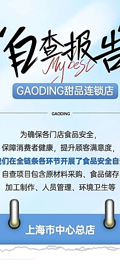 餐饮美食食品安全自查报告简约拟物风文章长图