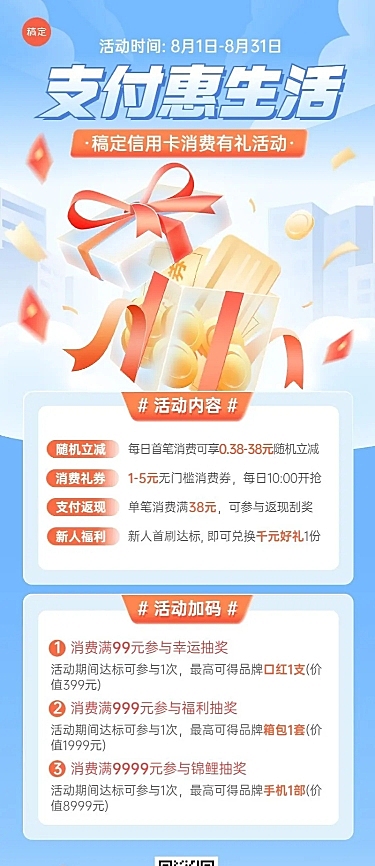 金融银行信用卡促销活动介绍营销软3D风长图海报套装