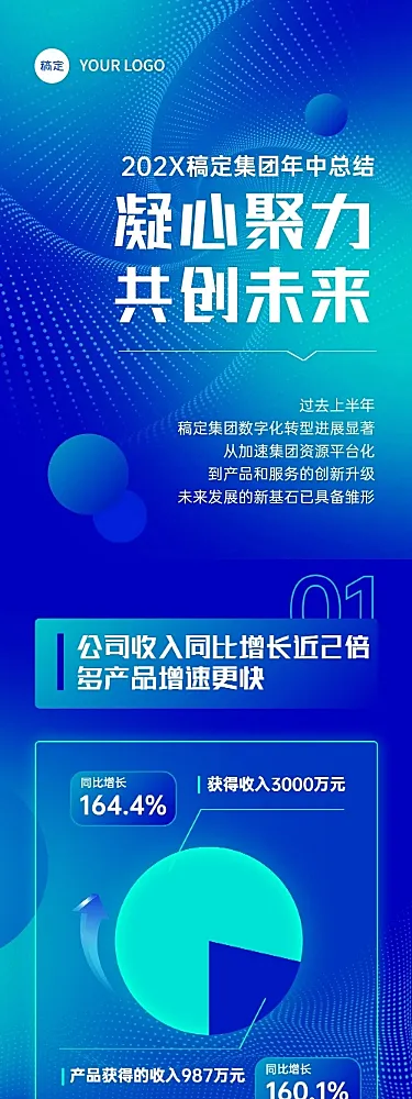 企业年中总结商务感微信公众号文章长图