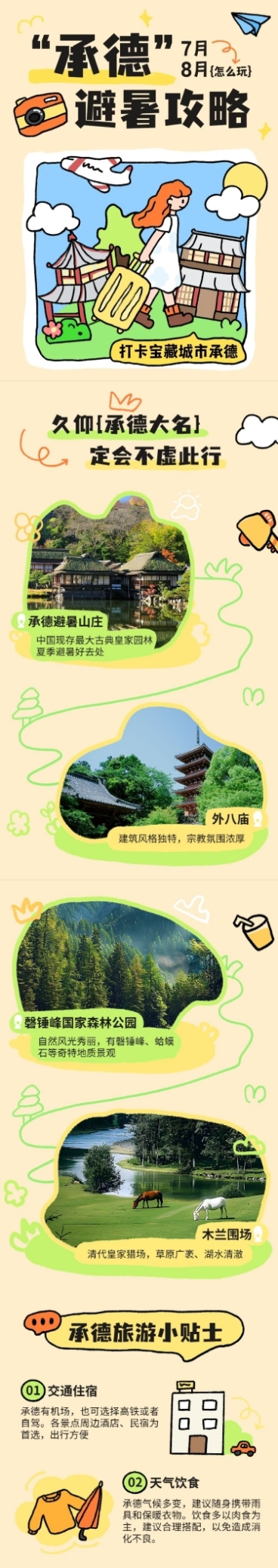 旅游出行拙气插画风微信公众号长图预览效果