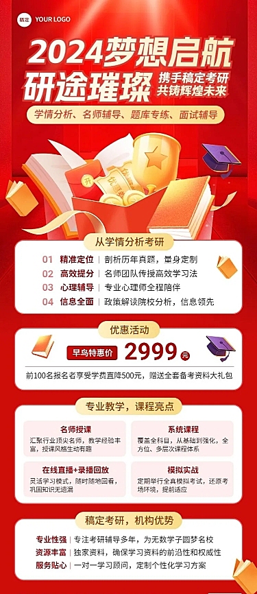 教育培训职业教育考研课程招生宣传促销感长图海报