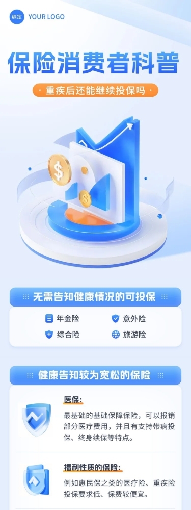 金融保险消费者知识科普理念推广轻拟物风文章长图
