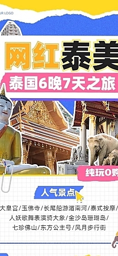 旅游出行线路营销宣传潮流感拼贴画风长图海报