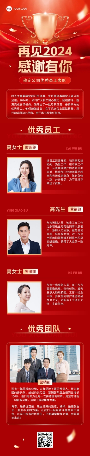 点击进入编辑 2024年终表彰年底优秀员工公众号文章长图AIGC预览效果