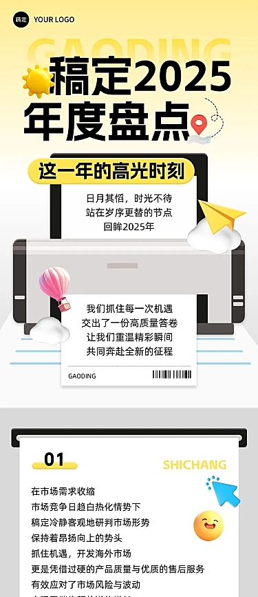 年终总结企业回顾趣味创意公众号文章长图AIGC