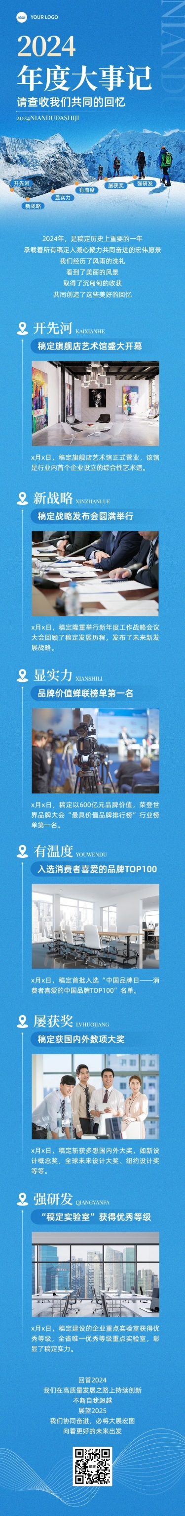 企业商务蓝色行政年度回顾年终大事记总结年终总结文章长图