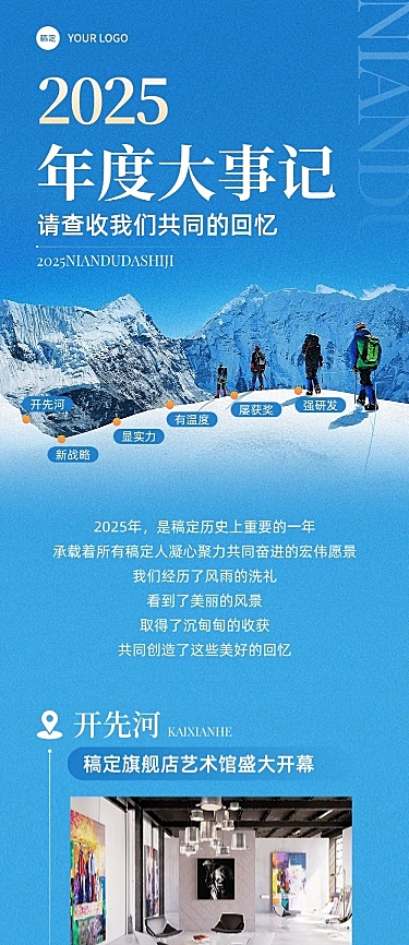 企业商务蓝色行政年度回顾年终大事记总结年终总结文章长图