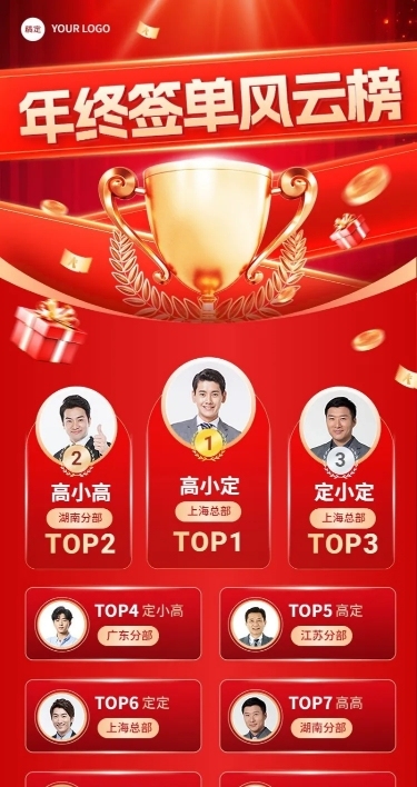 年终年会表彰排版长图海报