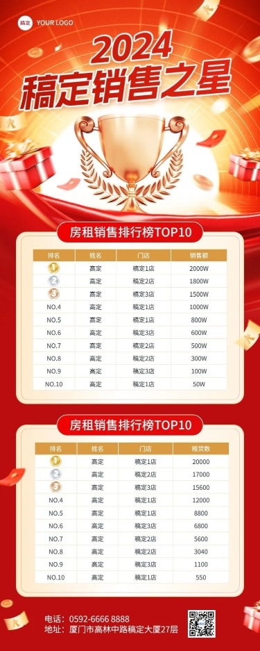 年终年会年终表彰排版长图海报AIGC