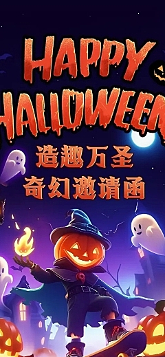 万圣节万圣夜节日活动公众号文章长图AIGC