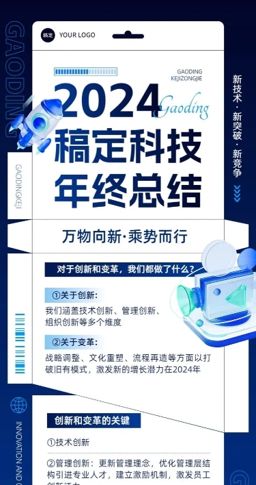 年终年会企业年终工作总结包装盒创意长图海报