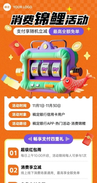 金融银行信用卡优惠促销活动软3D长图海报套装AIGC