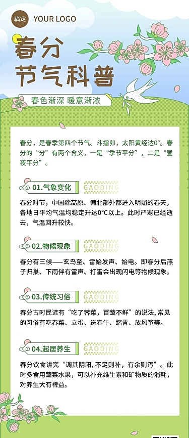 春分通用节气科普长图海报