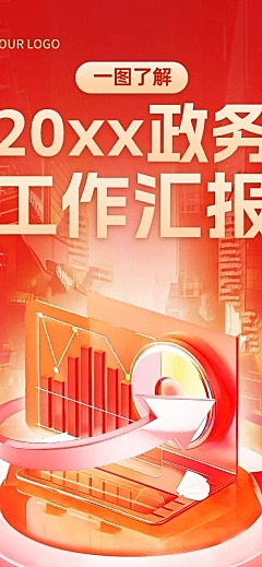 工作汇报一图读懂政务3d红色多画布文章长图aigc