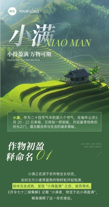 小满节气科普清新感文章长图AIGC