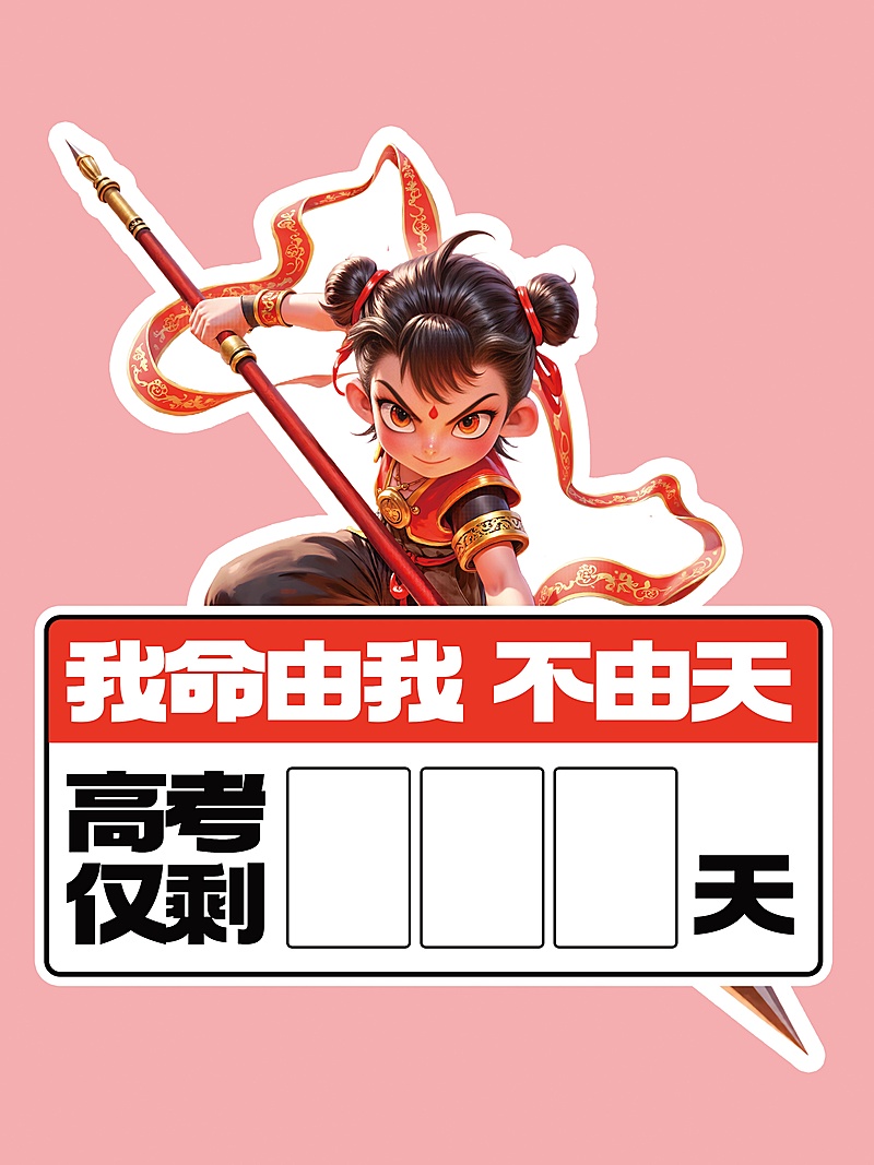 高考倒计时哪吒热点KT板AIGC