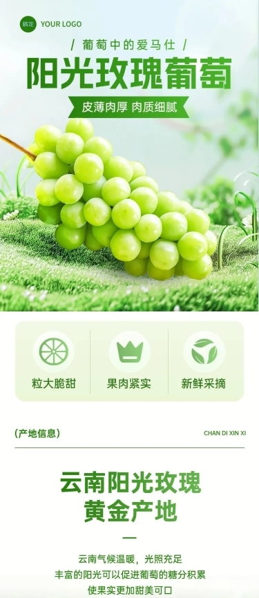 葡萄提子阳光玫瑰食品生鲜夏季水果商品详情页AIGC
