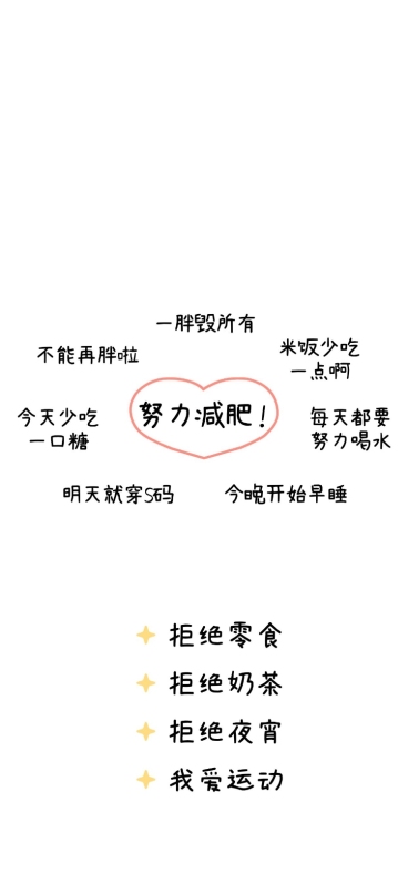 减肥趣味文案手机壁纸全屏预览效果