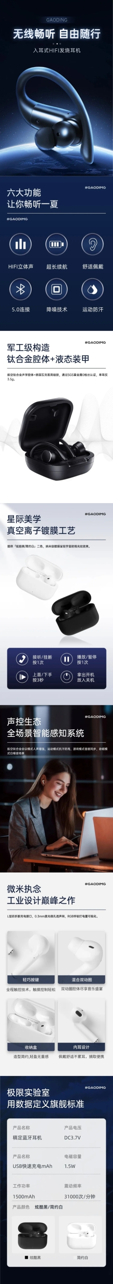 耳机科技感家电3C数码商品详情页AIGC预览效果