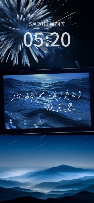 文艺感实景拼接宫格图全屏手机壁纸aigc