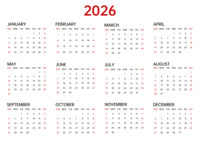 2026年日历台历月历表