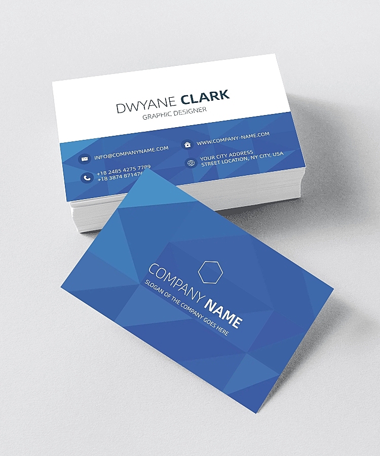 蓝色扁平几何商务宣传名片