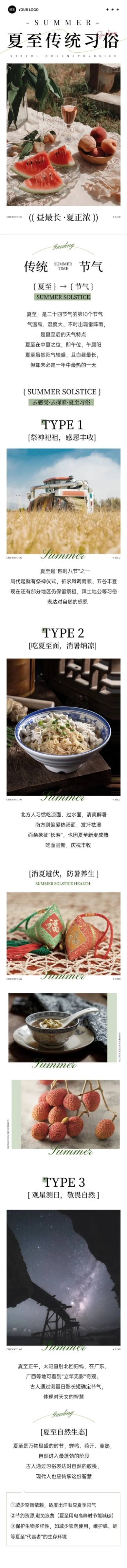 夏至节气习俗科普文艺感文章长图AIGC预览效果