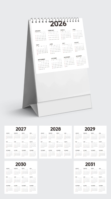 2026年日历台历月历表预览效果