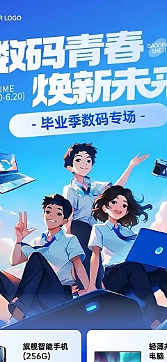 毕业季3C数码营销活动促销感长图海报