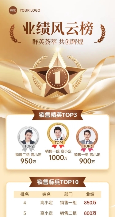 金色奖章排行榜喜报战报长图海报AIGC